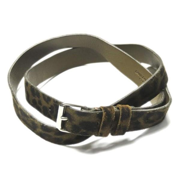 サンローランパリ SAINT LAURENT PARIS イタリア製 レオパード柄 レザーナローベル...