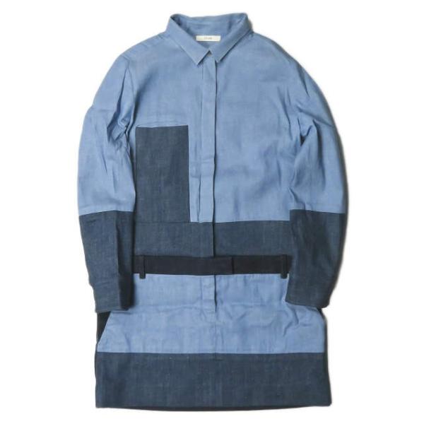 セリーヌ CELINE 2011AW パッチワークデニムワンピース 26I133408 40 ネイビ...
