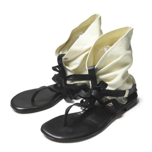 シャネル CHANEL イタリア製 レイヤードハイカットサンダル 40(25cm程度) ブラック/ホ...
