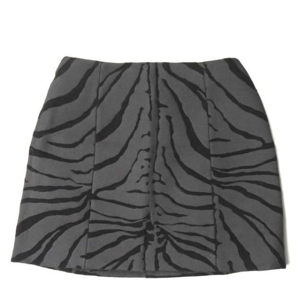 カルヴェン CARVEN ウールゼブラパターン台形スカート 125J71 42 グレー/ブラック ハ...