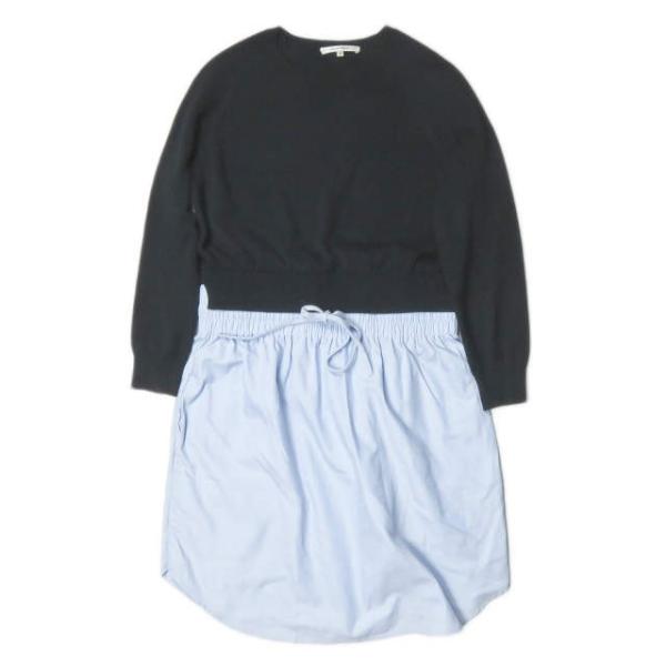 CARVEN カルヴェン コットンニットドッキングワンピース 840RO06 38 ネイビー 長袖 ...