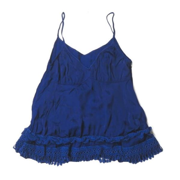 LIMI feu リミフゥ 日本製 裾レースレーヨンキャミソール LE-B20-802 M ブルー ...