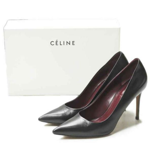 セリーヌ CELINE イタリア製 ポインテッドトゥヒールパンプス 3D9535ESKD 36.5(...
