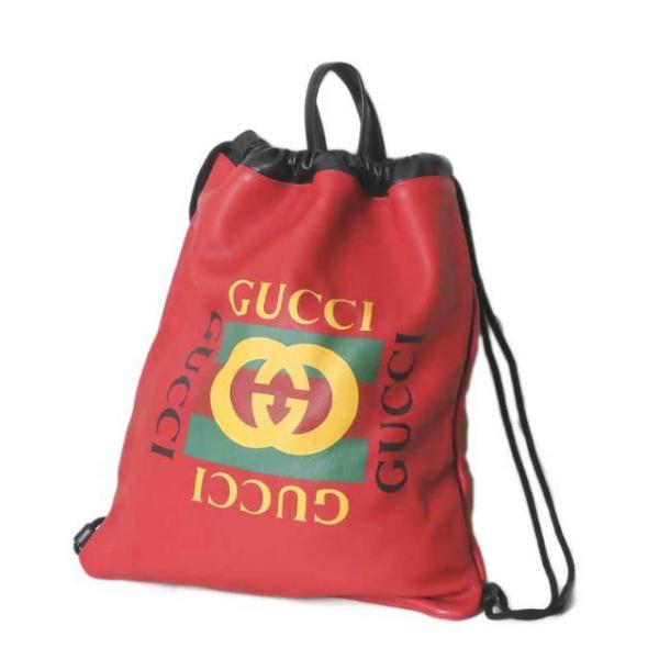 GUCCI グッチ イタリア製 Print leather drawstring backpack ...