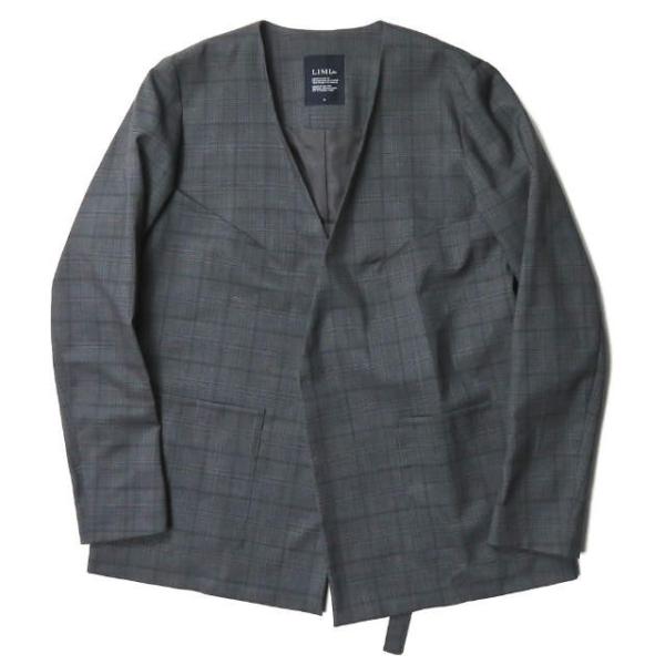 LIMI feu リミフゥ 19SS 日本製 ウールグレンチェックノーカラージャケット LH-J08...