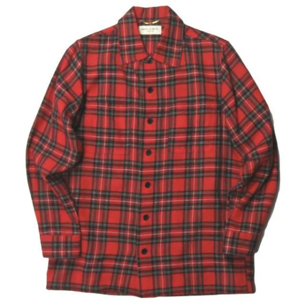 サンローランパリ SAINT LAURENT PARIS 日本製 CHEMISE 50'S ウールタ...