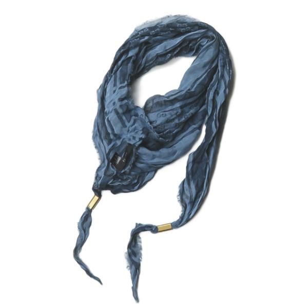 グッチ GUCCI イタリア製 GGマーク コットンレーヨンスカーフ ブルー 三角形 ストール