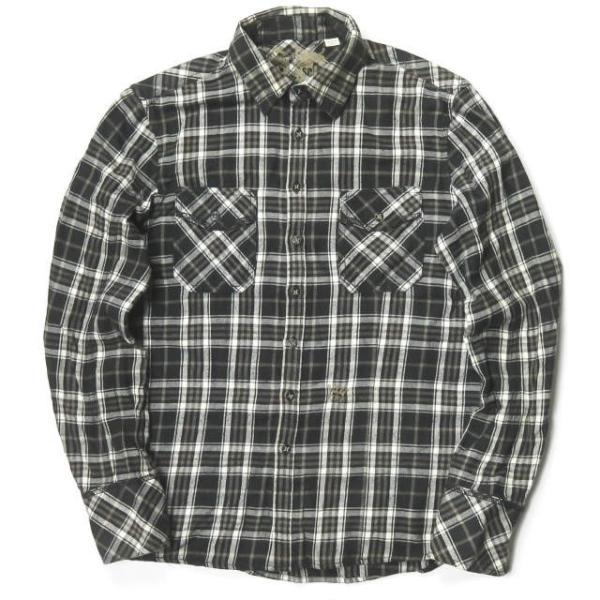 ディーゼル DIESEL ネルチェックダブルポケットシャツ S ブラック 長袖 トップス