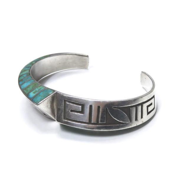 Lonn Parker ロンパーカー インレイ＆オーバレイ キングマンターコイズバングル シルバー ...