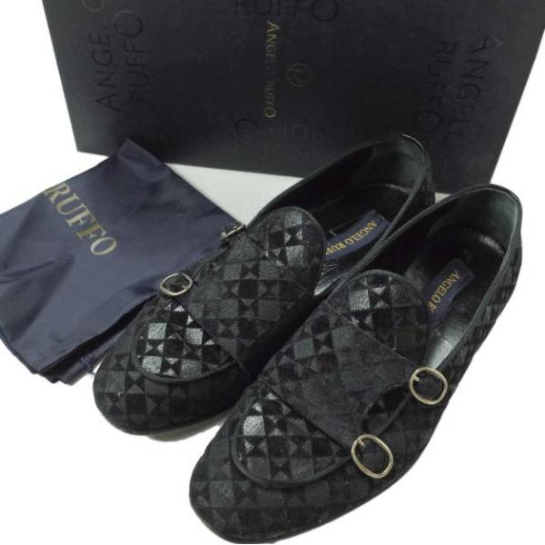 ANGELO RUFFO アンジェロルッフォ VAMP ? D/MONK 幾何学柄 ダブルモンクスト...