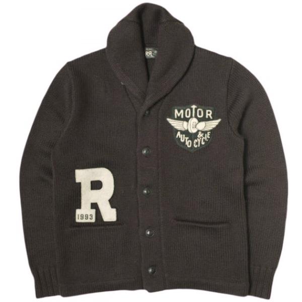 新品 RRL ダブルアールエル 25SS アップリケド ウールショールカラーカーディガン MNRRS...