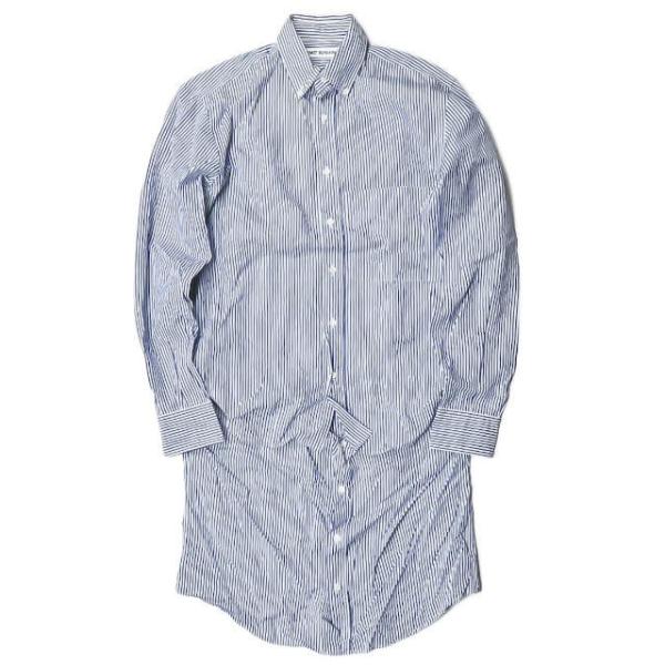 Umit Benan ウミットベナン イタリア製 コットンストライプレイヤードロングBDシャツ 44...