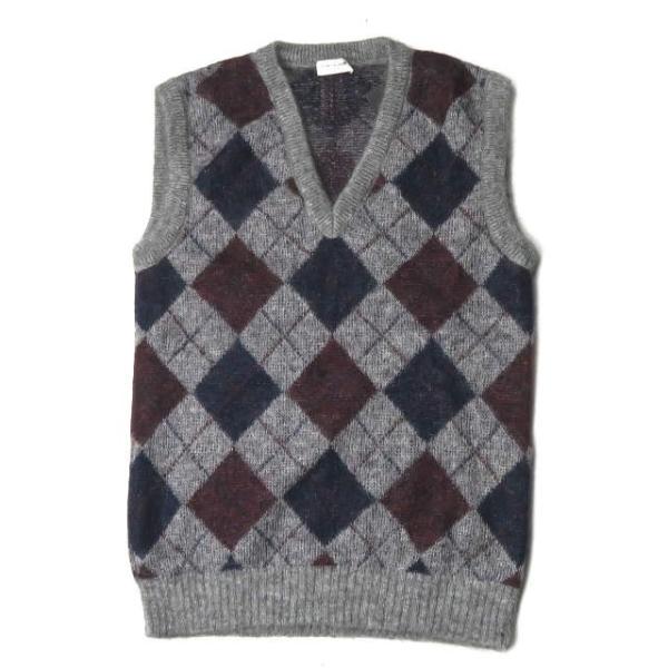 サンローランパリ SAINT LAURENT PARIS イタリア製 モヘアウールアーガイルニットベ...