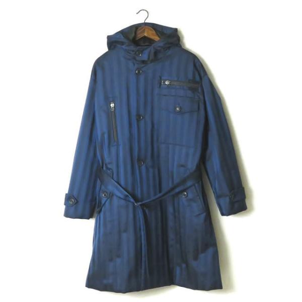 ウミットベナン UMIT BENAN イタリア製 中綿入り ストライプフーデッドコート 96-09-...