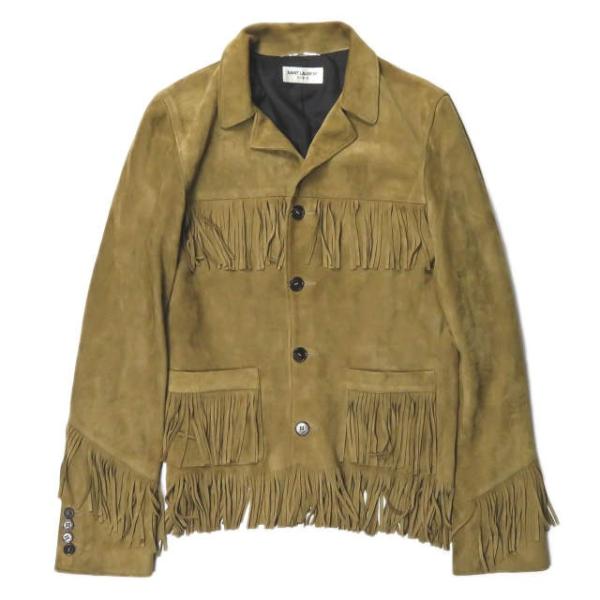 サンローランパリ SAINT LAURENT PARIS イタリア製 ゴートスエードフリンジジャケッ...