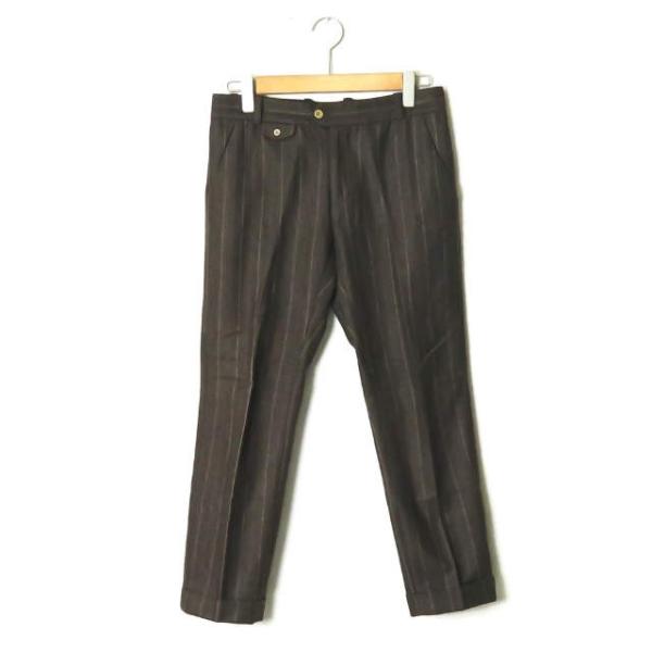 フランクリーダー FRANK LEDER ドイツ製 BROWN STRIPED WOOL PANTS...