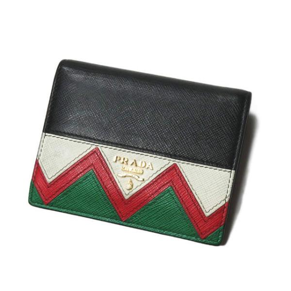 プラダ PRADA イタリア製 サフィアーノレザー 二つ折り財布 1MV204 NERO/ROSSO...