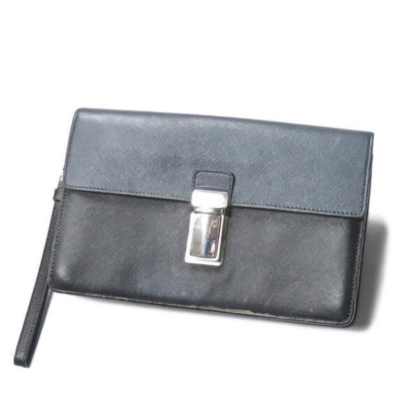 PRADA プラダ SAFFIANO TRAVEL サフィアーノレザー バイカラークラッチバッグ V...