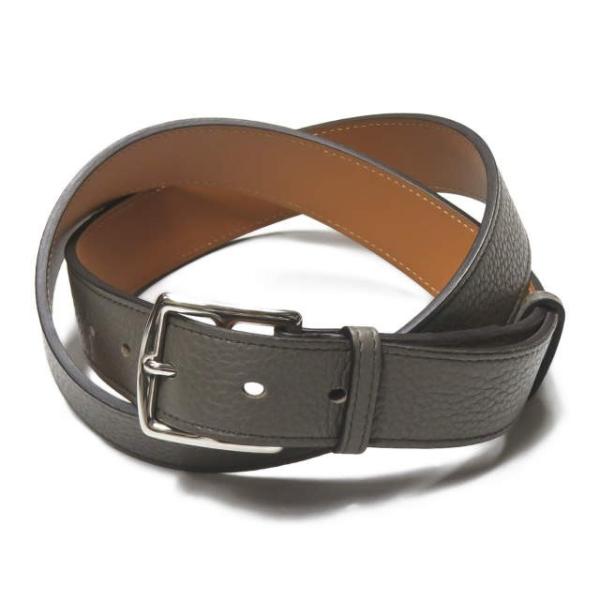エルメス HERMES フランス製 エトリヴィエール グレインレザーベルト 95 グレー バックル