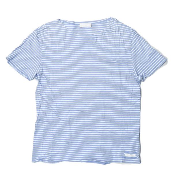 プラダ PRADA ボーダークルーネックTシャツ M ブルー/ホワイト 半袖 トップス
