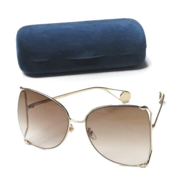 グッチ GUCCI イタリア製 バタフライサングラス GG0252S ゴールド/ブラウン 63□18...