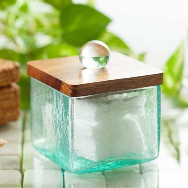 アジアン雑貨 コットンケース おしゃれ 洗面所 メイク ガラス 手作り アジアン 雑貨 チーク