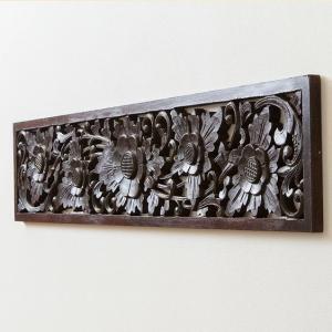 ガネーシャ レリーフ 25×24cm 夢 ゾウ 置物 バリ雑貨 木彫 円 丸形