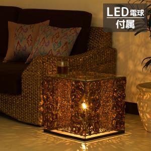 フロアライト アジアン ストーン 石彫り おしゃれ LED電球付属 バリ