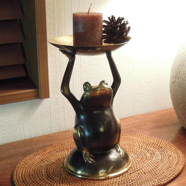 キャンドルスタンド アジアン雑貨 おしゃれ オブジェ ブロンズ アンティーク調 玄関 バリ リゾート...