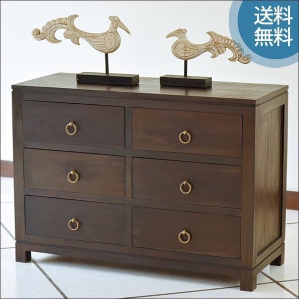 チェスト アジアン家具 チーク無垢材 おしゃれ 2列×3段 幅100 木製  棚 バリ リゾート イ...