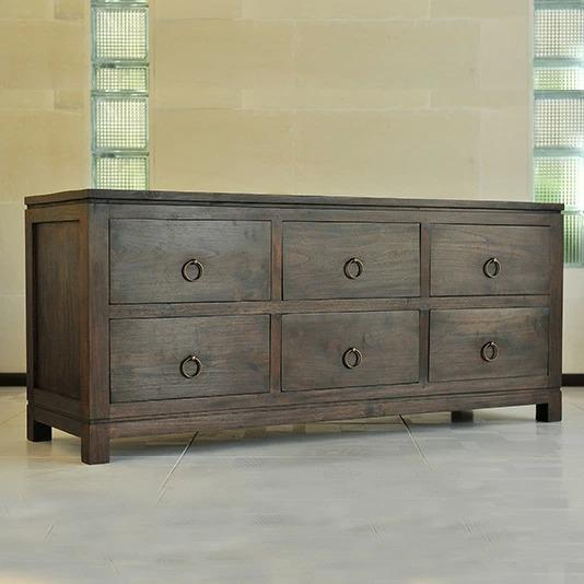 チェスト アジアン家具 チーク無垢材 おしゃれ 3列×2段 幅126 木製  棚 バリ リゾート イ...