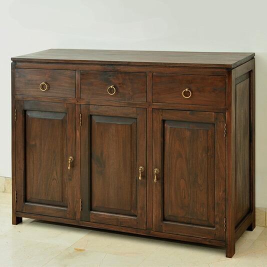 【新春セール】キャビネット アジアン家具 アジアン家具 チーク無垢材 おしゃれ 幅120 木製  棚...