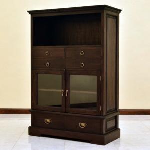 チーク＆バンブーキャビネット 100cm ウッドキャビネット 箪笥