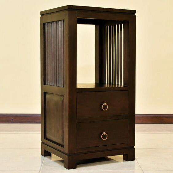 サイドテーブル アジアン家具 チーク無垢材 おしゃれ ハイタイプ 引き出し付き 木製 バリ リゾート...