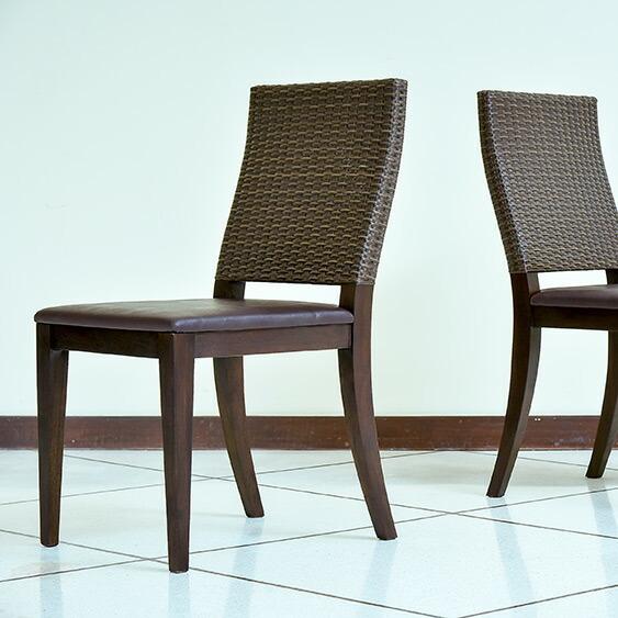 ダイニングチェア アジアン家具 チーク無垢材 ラタン調 おしゃれ ブラウン 木製 バリ リゾート イ...