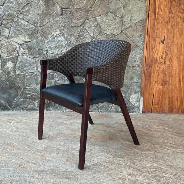 ラタン調 チークチェア チェア 椅子 ダイニングチェア チェアー 肘付き インテリア バリ風 アジア...