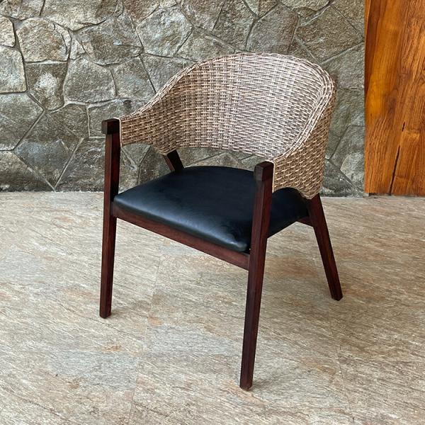 ラタン調 チークチェア チェア 椅子 ダイニングチェア チェアー 肘付き インテリア バリ風 アジア...