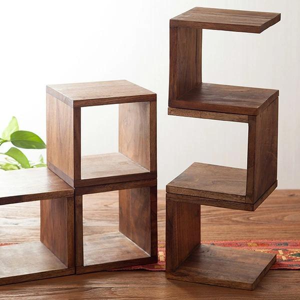 チーク ボックス アジアン雑貨 バリ おしゃれ 収納 無垢材 卓上 木製 CD 本 ブックエンド