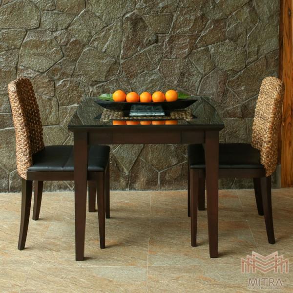 ウォーターヒヤシンス チェア 椅子 ダイニングチェアー アジアン家具 マホガニー イミテーションレザ...