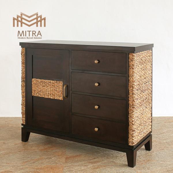 受注生産品 ウォーターヒヤシンス キャビネット 収納家具 アジアン家具 幅105cm リビングボード...