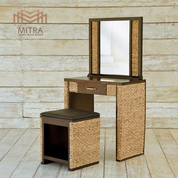 ウォーターヒヤシンス ドレッサーセット 3点セット 鏡台 アジアン家具 リゾート マホガニー  おし...