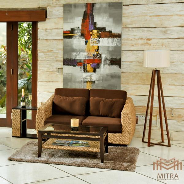 ウォーターヒヤシンス ソファー 2人掛けソファ アジアン家具 マホガニー リゾートおしゃれ 5層ウレ...