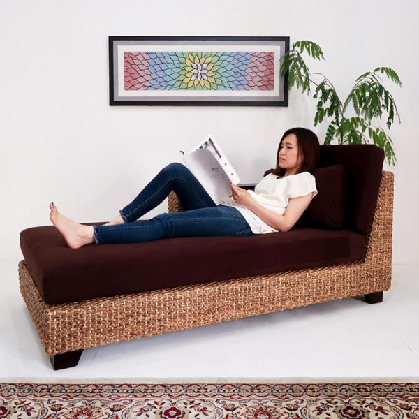 受注生産品 ウォーターヒヤシンス ソファ デイベッドソファー／左アームタイプ 安心1年保証  [MI...