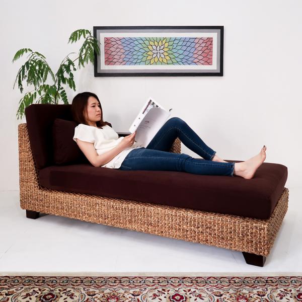 受注生産品 ウォーターヒヤシンス ソファ デイベッドソファー／右アームタイプ 安心1年保証 [MIT...