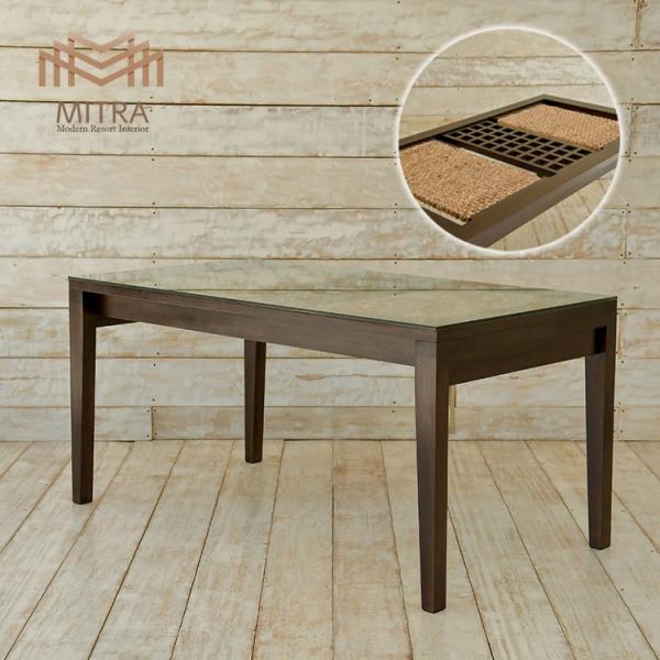 受注生産品 ウォーターヒヤシンス ダイニングテーブル ガラス天板 W135cm アジアン家具 マホガ...