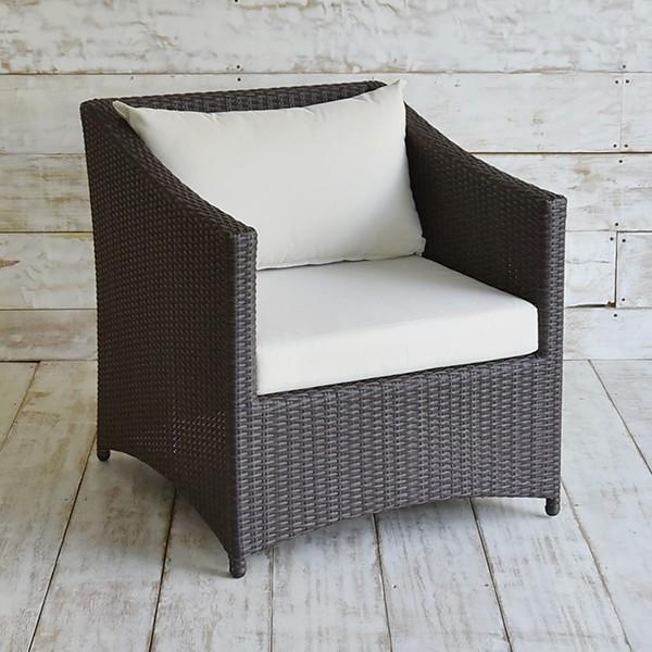 ガーデンソファー 1人掛け ラタン調 おしゃれ 撥水クッション アジアン家具 バリ リゾート インテ...