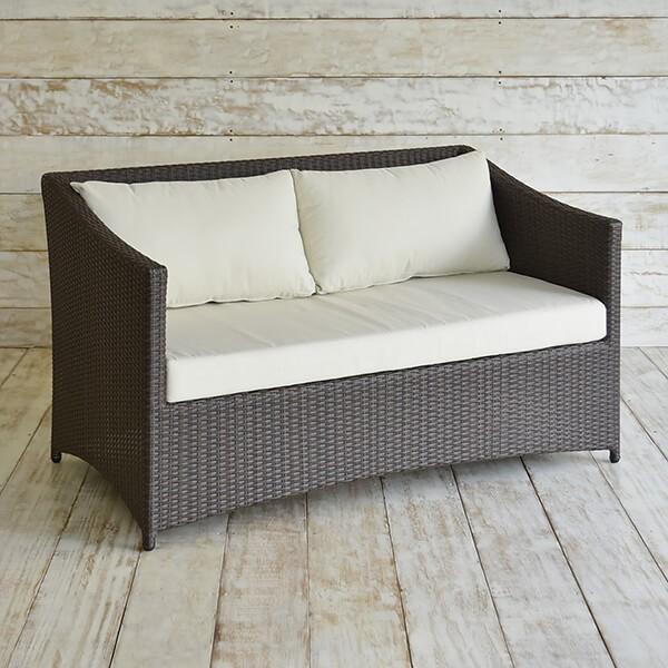 ガーデンソファー 2人掛け ラタン調 おしゃれ 撥水クッション アジアン家具 バリ リゾート インテ...