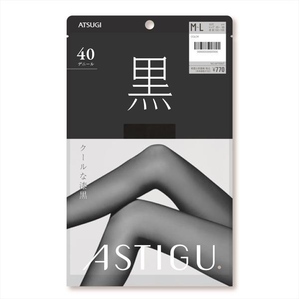 ASTIGU (黒) クールな漆黒 40デニール タイツ (S-M・M-L・L-LL) UV99%カ...