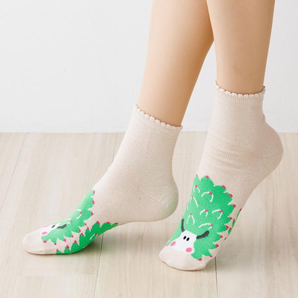 うみのいきもの ホオベニモウイウシ クルーソックス ベージュ 23-25cm レディース 靴下  S...