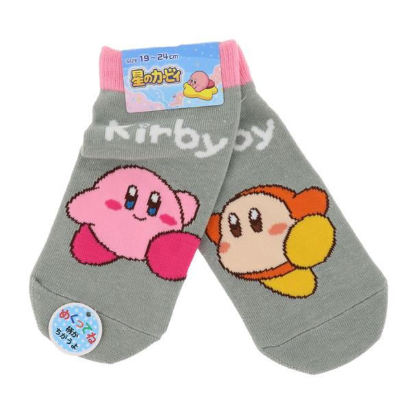 (ジュニア19-24cm)カービィ ワドルディ 左右柄違い スニーカー丈ソックス グレー 19-24...